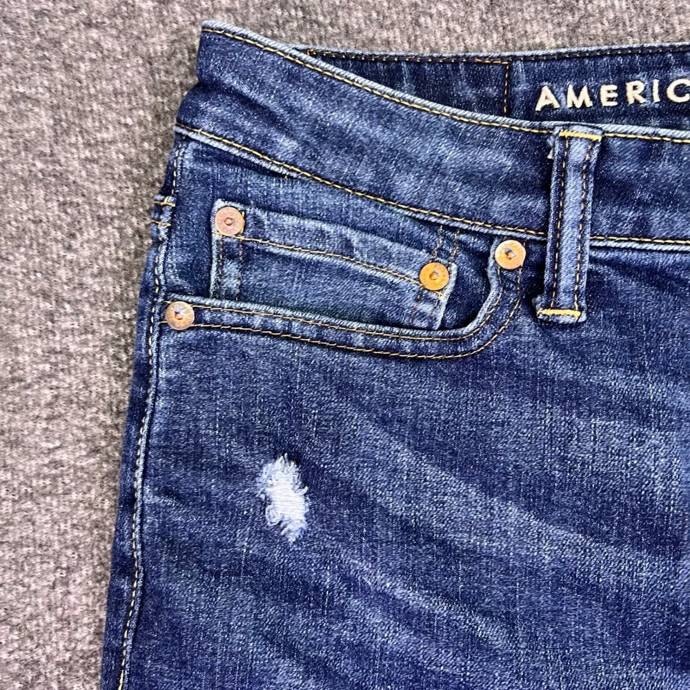 American‎ Eagle Jeans Mens 28x30 Dark Wash Slim Casual Distressed Airflex Preppy
